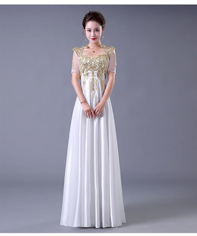 黄花地合唱指挥礼服大合唱团演出服2022新款主持人晚礼服性感独唱舞台