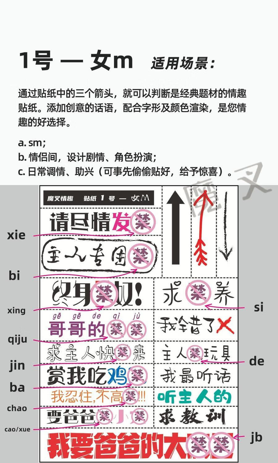 纹身贴情趣文字魔叉情趣纹身贴女性私处骚男污字贴纸调教女羞辱sm调情