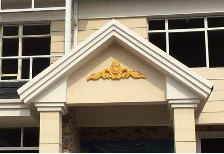 eps欧式别墅外墙装饰发泡陶瓷浮雕门头三角形花室外墙成品雕山花猎獒