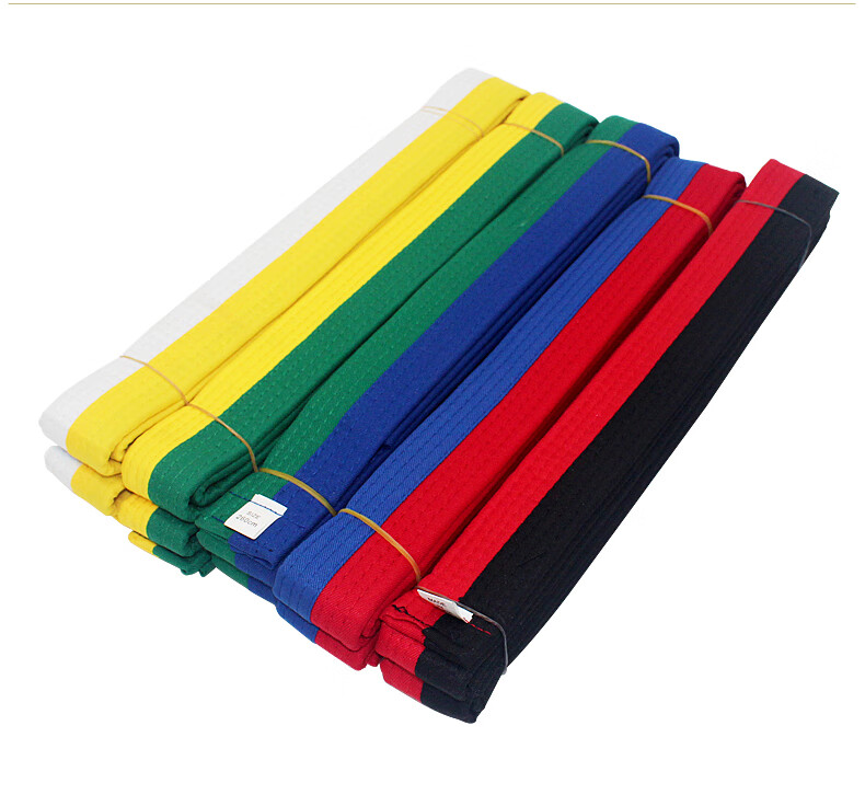 柔道带跆拳道带腰带空手道带考级色带印名字儿童双圈 白带