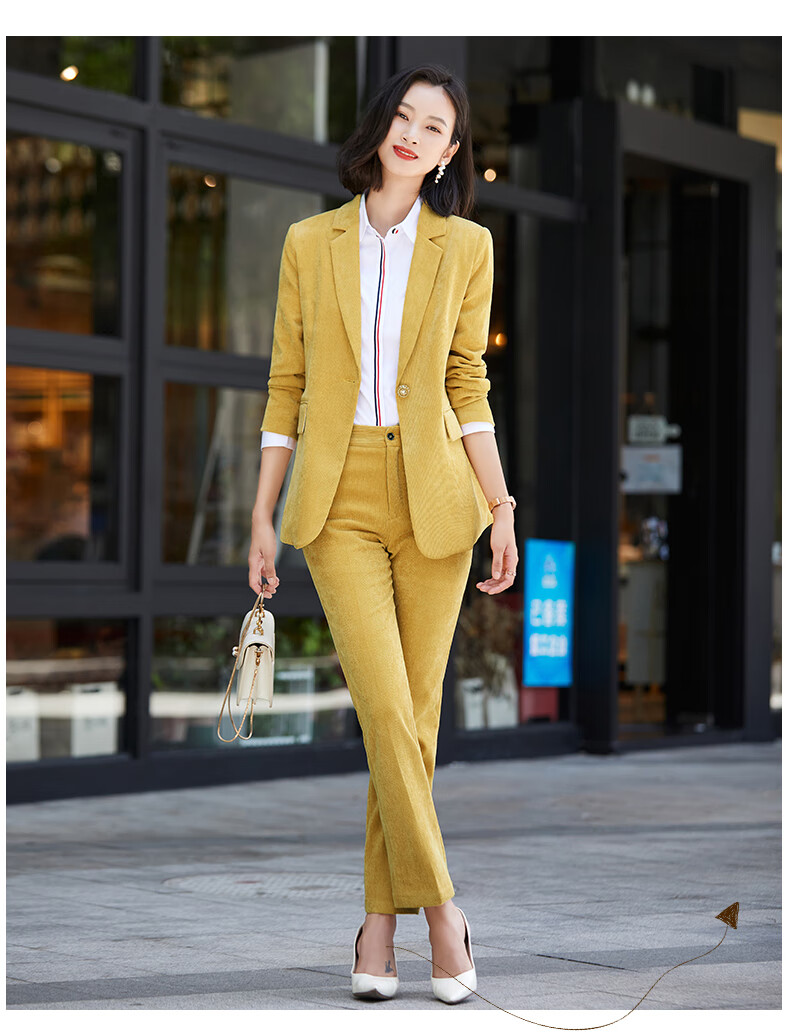 秋天穿女式西装灯心绒套装女老板职业装时尚律师商务职场上班正装工作