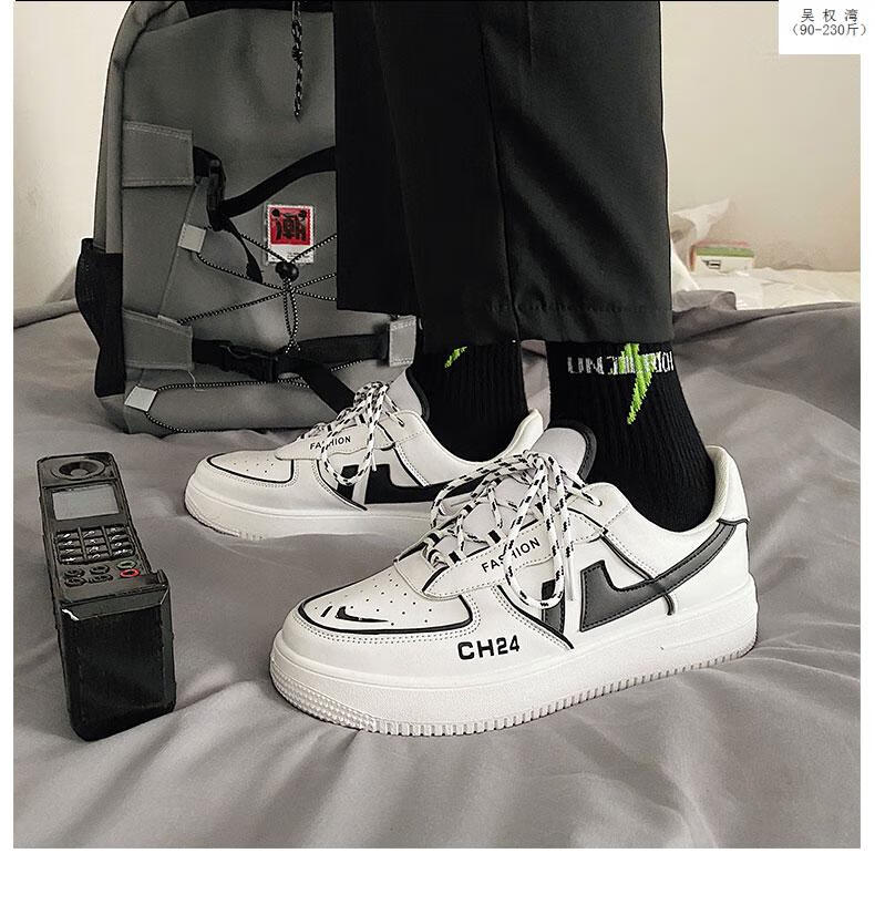 吴权湾反光休闲鞋男士夏季百搭潮牌低帮鞋子ins韩版潮流透气板鞋小白