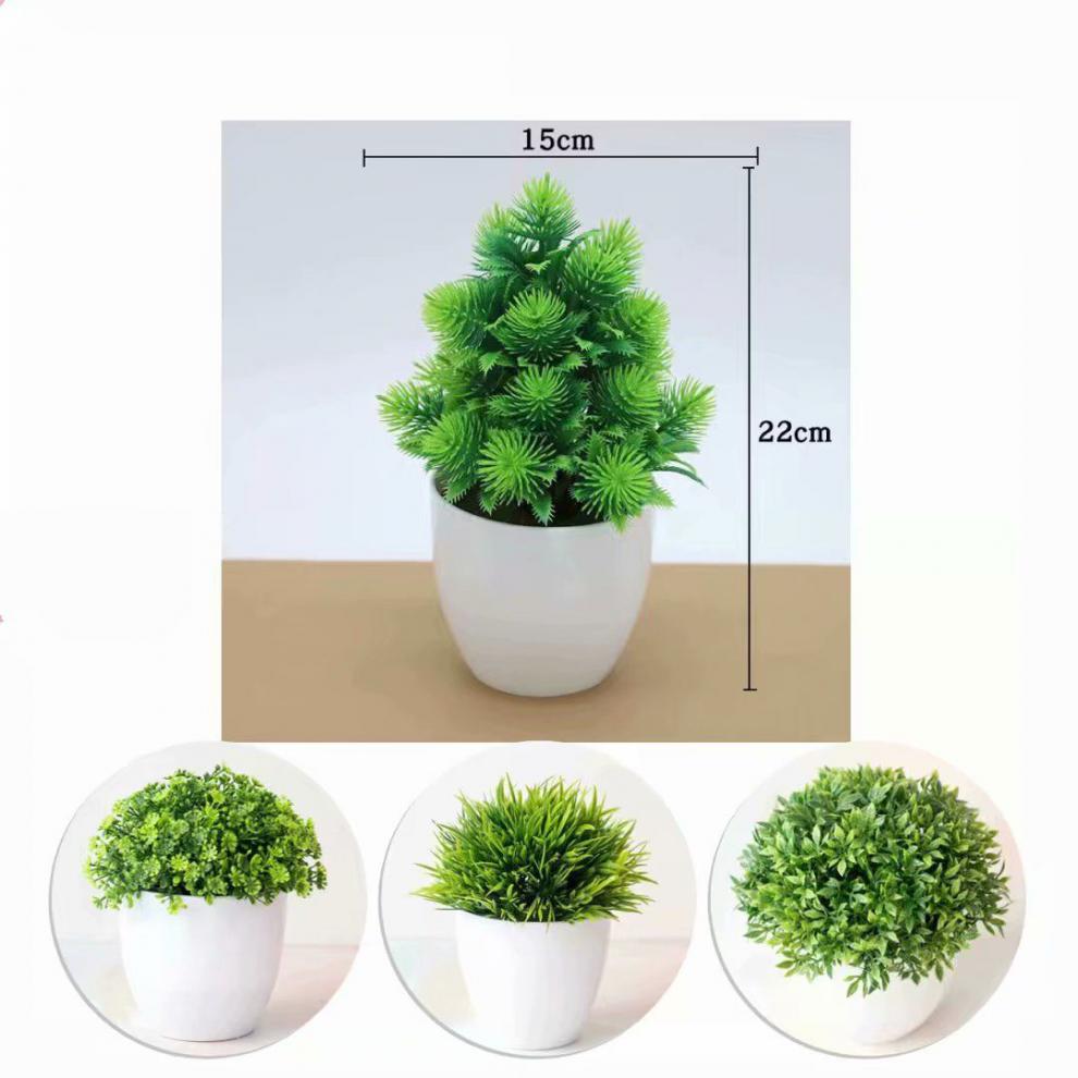 仿真迎客松松树盆景客厅摆件装饰品假树假花塑料绒植物66奇松松针绿