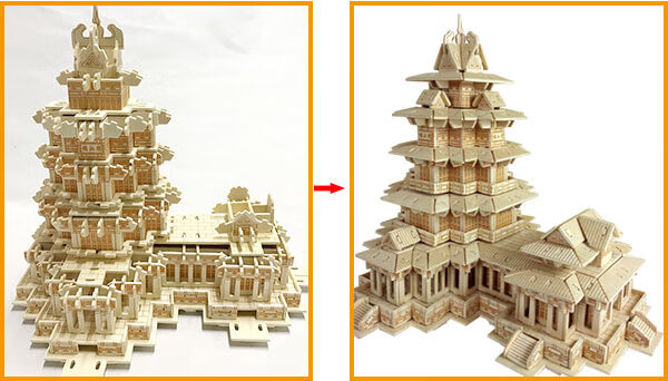 手工拼图木板3d立体木制拼图中国名建筑模型拼装玩具学生手工材料木质