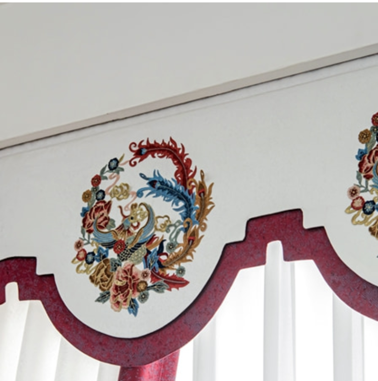 新中式窗帘幔头 新中式窗帘中国风客厅豪华别墅定制中式风格帘头幔