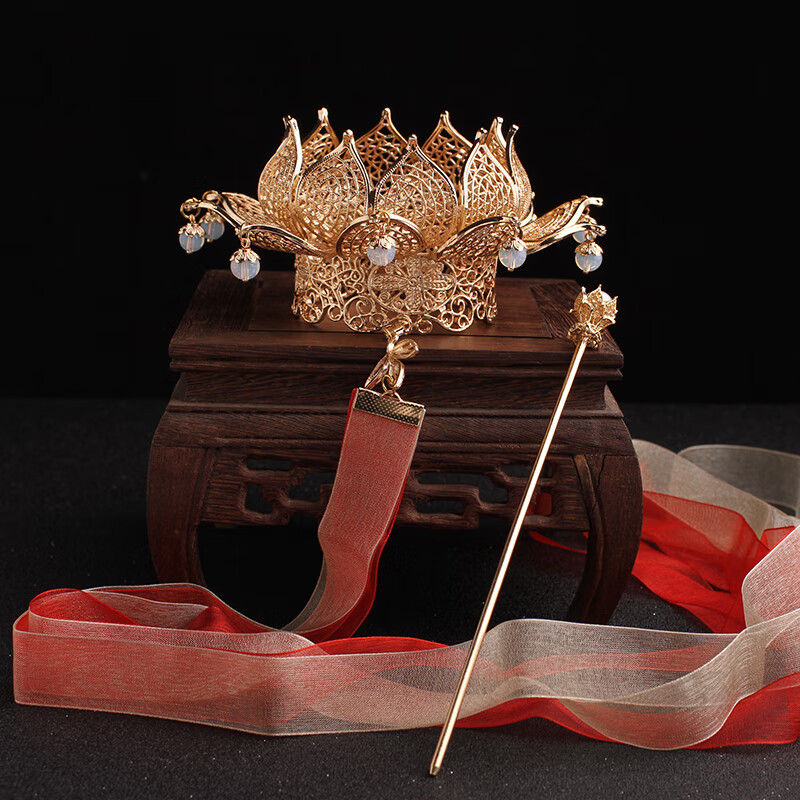 【朴芬】汉服头饰莲花冠步摇发冠女古风饰品明制配饰宫廷皇冠宋制发饰