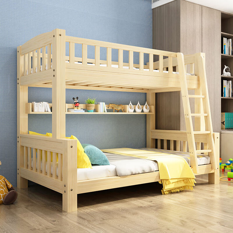 上下铺木床双层床多功能全实木床上下床成人两层高低床 上80下100床