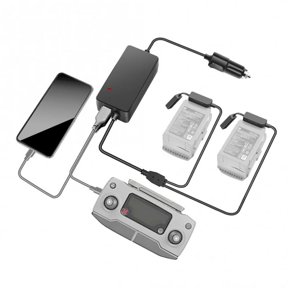 dji大疆御mavic pro/2/air/精灵3/4 分体双电车充车载充电器户外 御