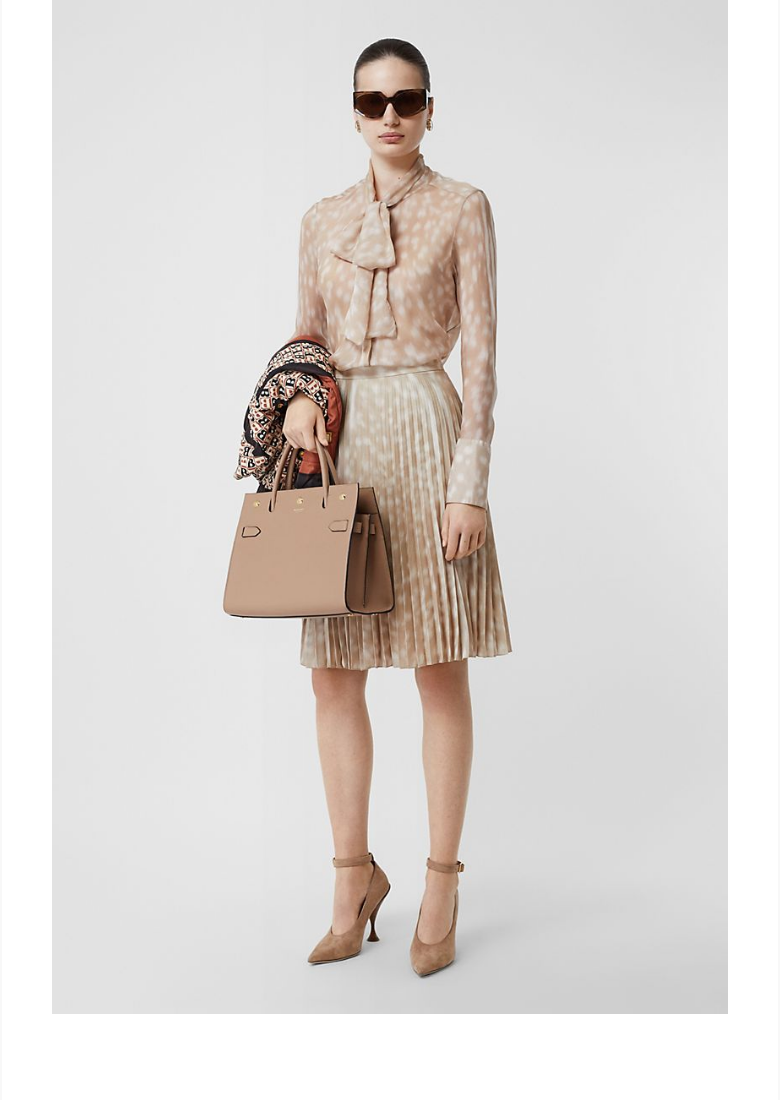 【折扣精品】burberry 女装 鹿纹褶饰半裙 80242921 柔黄褐色 8