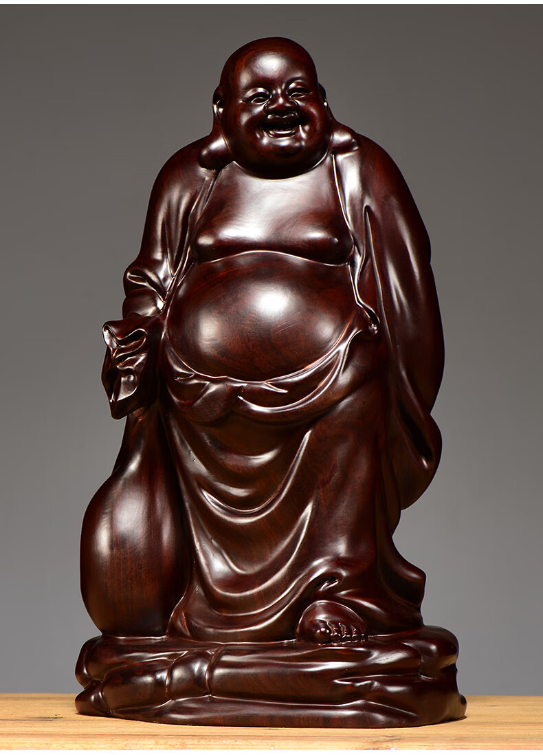 仙缘木木雕弥勒佛像摆件实木布袋大肚笑佛家居客厅装饰红木工艺品花梨