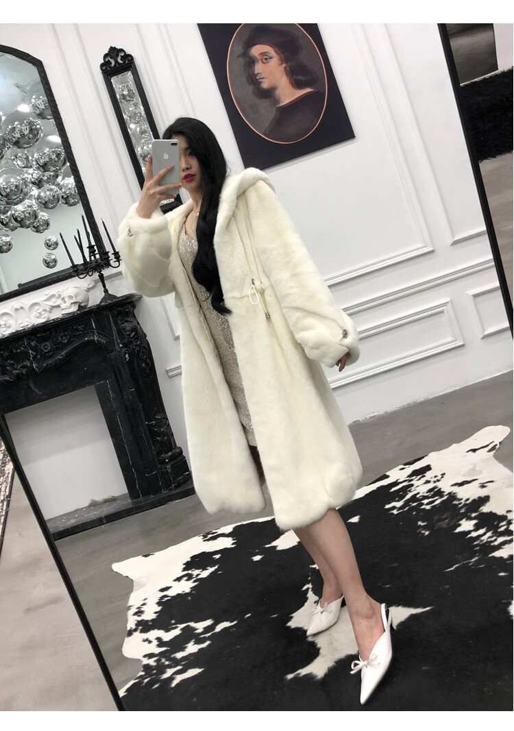 高端轻奢女装整貂貂皮大衣女带帽长款裙摆水貂绒海宁皮草外套2021年冬