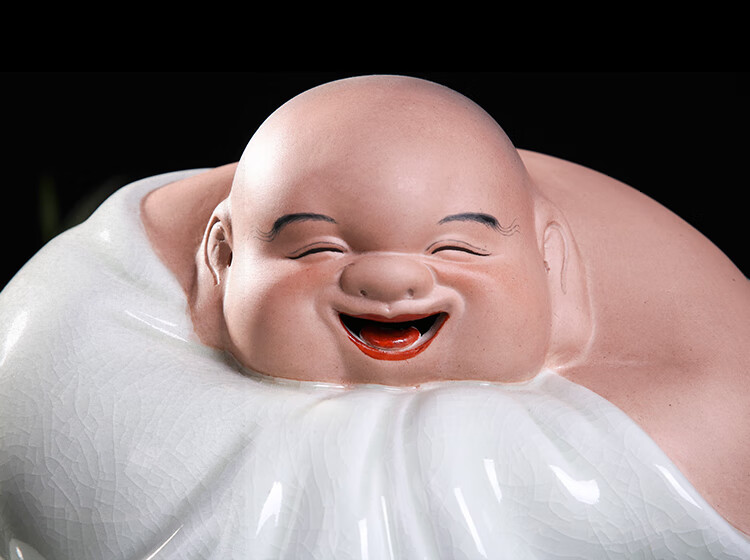 瑾瀚瓷轩景德镇手工刘远长雕塑哈哈罗汉佛像收藏礼品实用家居陈设摆件