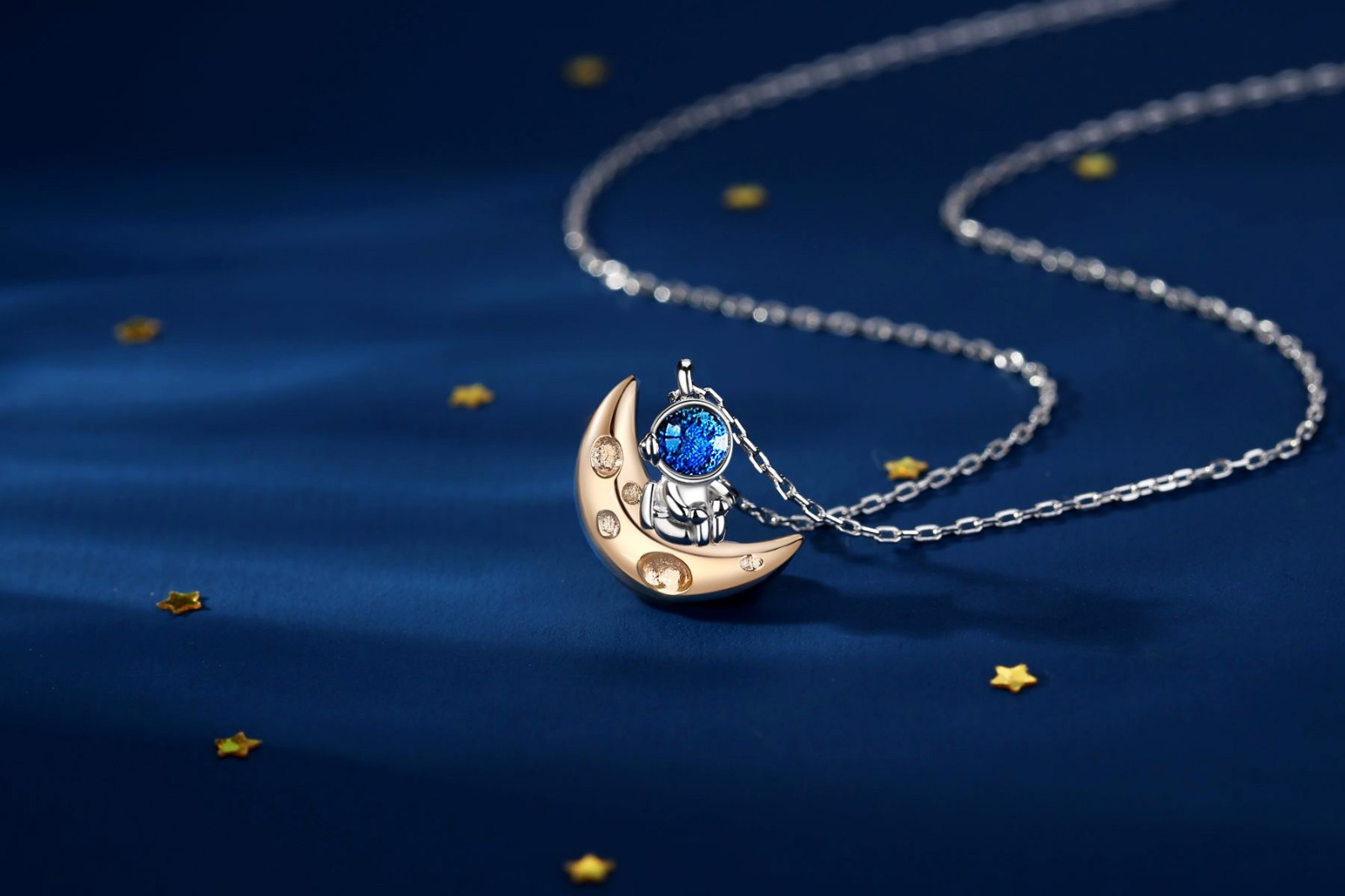 星眸珠宝漫游星系925银宇航员太空星系情侣项链小众ins