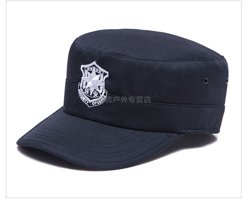 保安帽子男jc鸭舌帽警黑色帽子单位执勤帽保安服帽子网格保安作训帽56