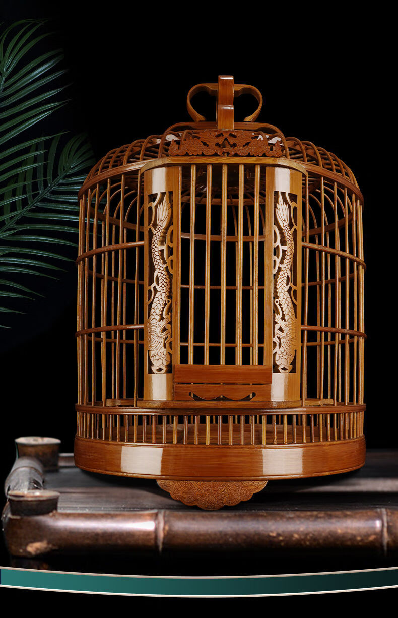 梦茜儿新品鸟笼子竹质画眉鸟笼子竹子八哥鹩哥鸟笼大号全套配件贵州