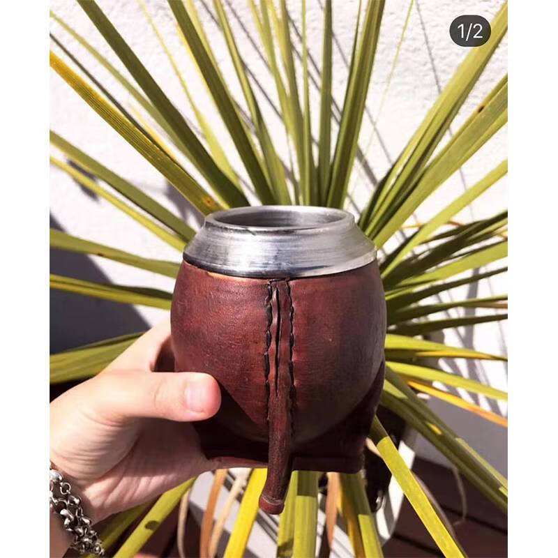 马黛茶杯梅西同款纯手工定制牛皮开口马黛茶杯马黛茶专用杯武磊梅西