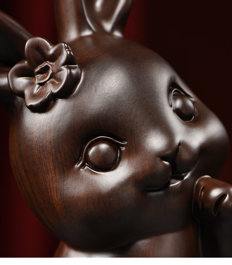 努拉派花梨木雕小兔子木头雕刻动物生肖女友生日礼物实木红木摆件新店