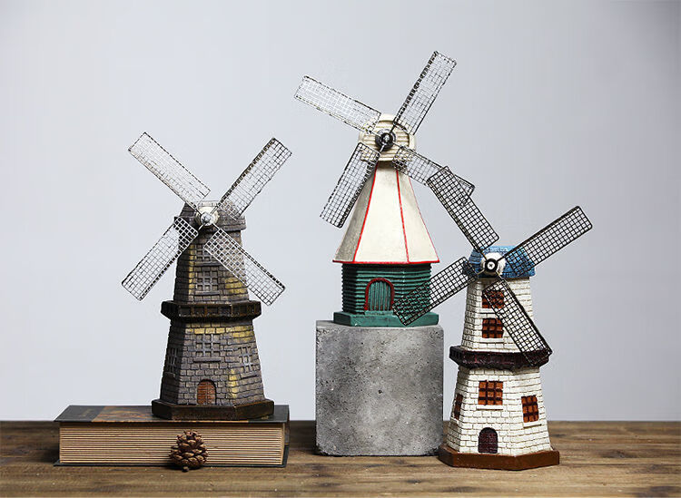 创意风车复古小摆件工艺品欧式家居客厅房间餐厅酒柜电视柜装饰品灯塔
