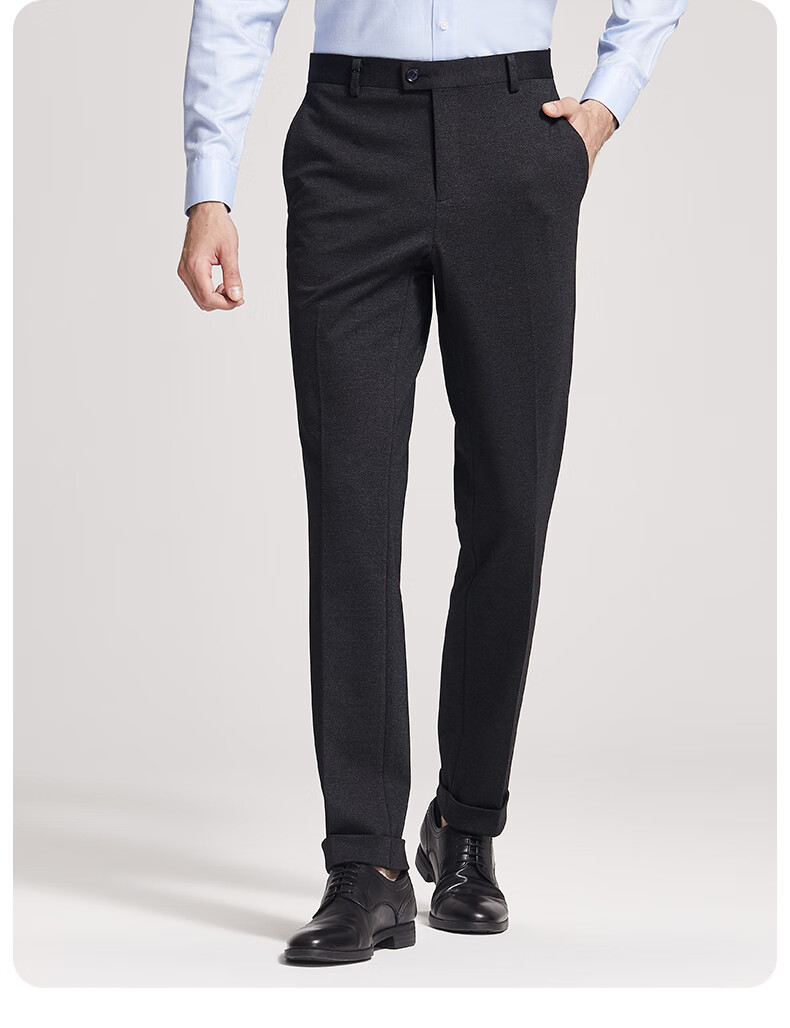 【u弹】九牧王男裤仿毛西裤冬季中年直筒上班职场长裤 ja2940313 影灰