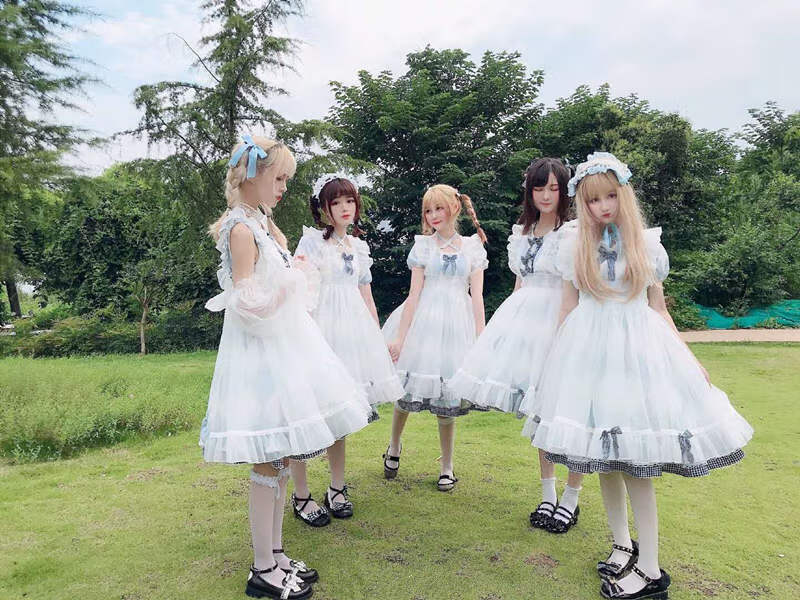 双子爱丽丝 lolita裙 蓝格子 jsk oplolita裙子 妹妹款图片色jsk l