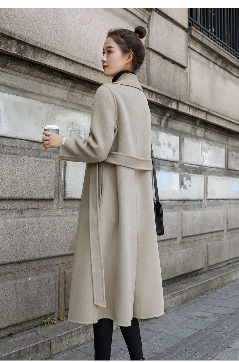 外套女装加厚洋气宽松百搭呢子大衣外套酒红毛呢外套女k01l120140斤穿