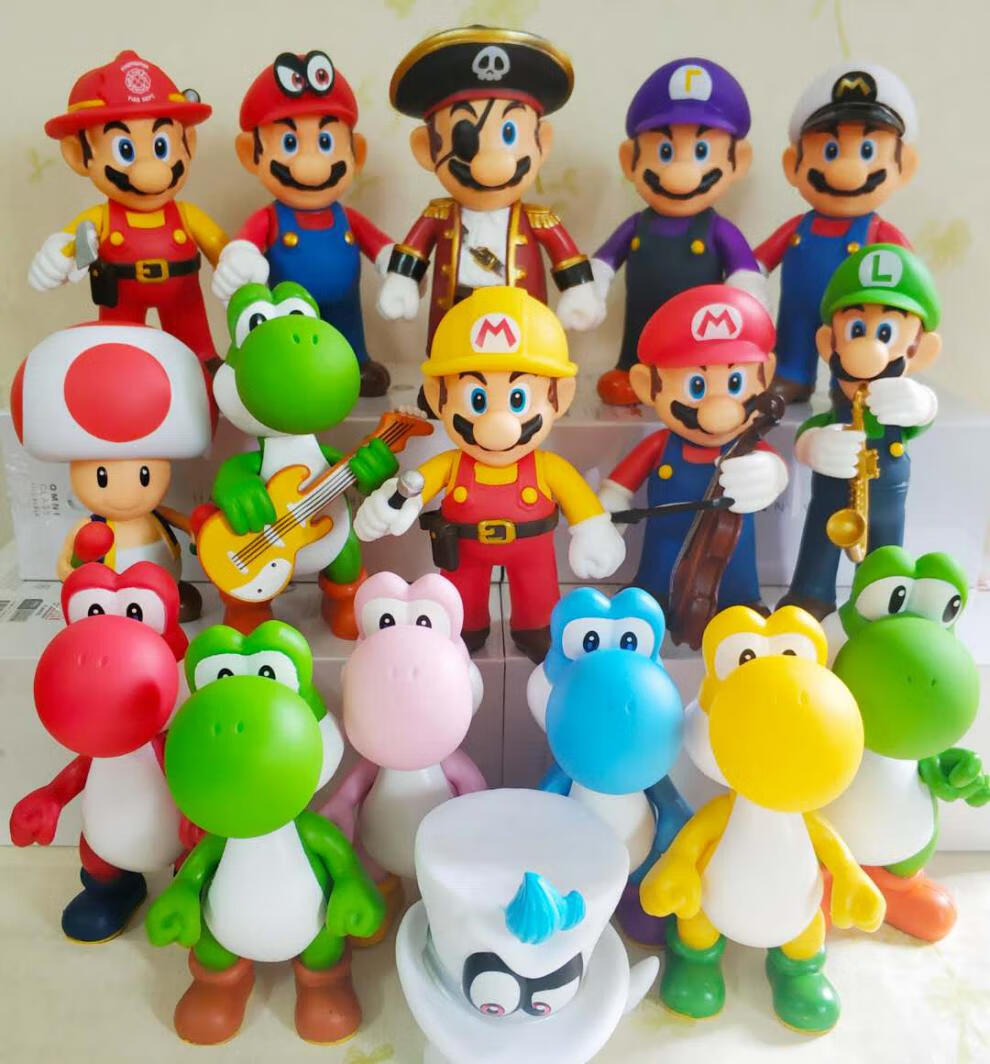 制造工马里奥玛丽搪胶公仔人偶赛车模型白帽路易基袋装