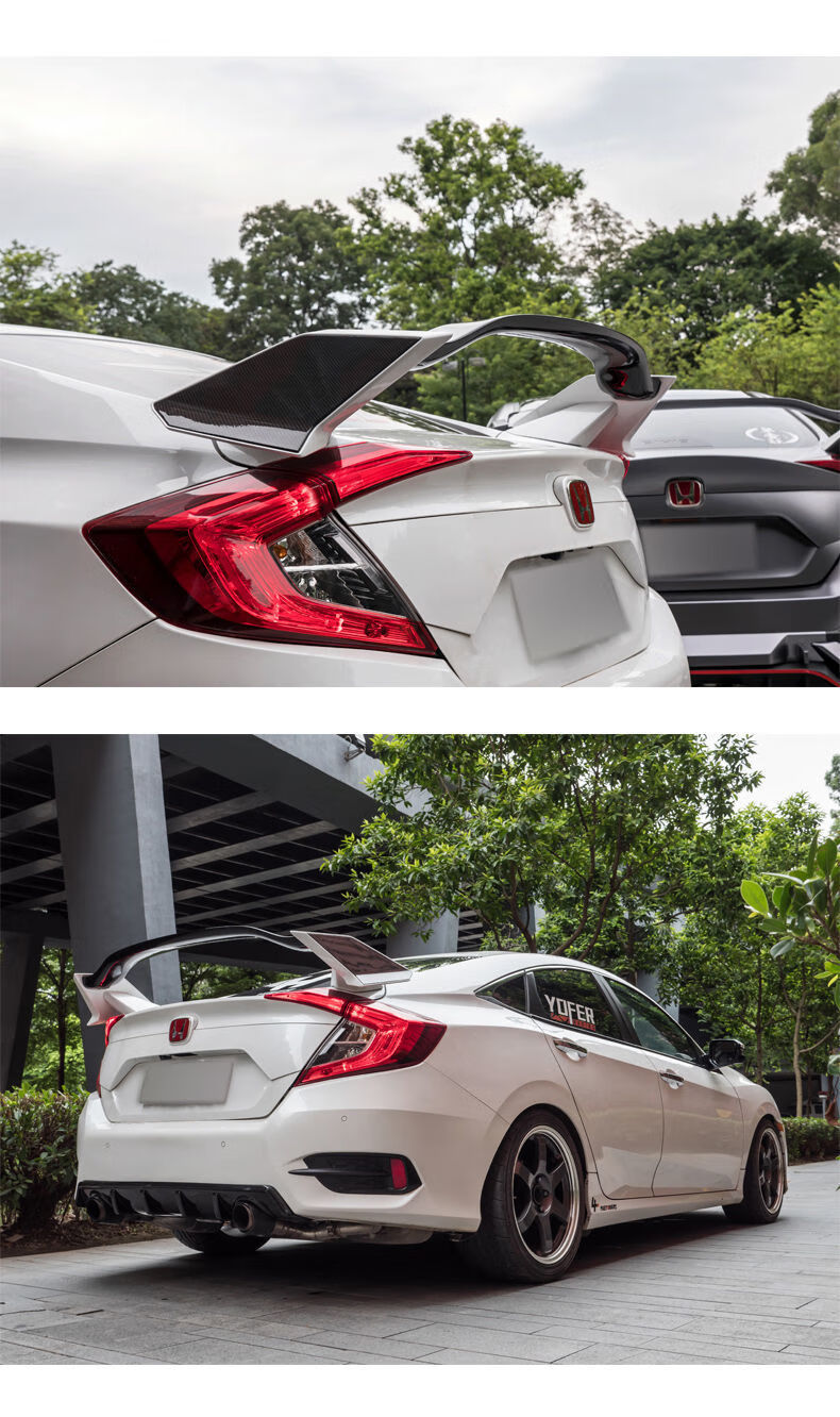 适用于21款两厢思域改装typer大尾翼1620款新十代思域免打孔升级typer