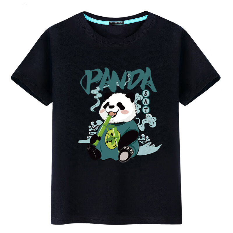 男士夏天穿的短袖上衣t恤衣服国潮熊猫t恤短袖男潮牌大码中国风宽松棉