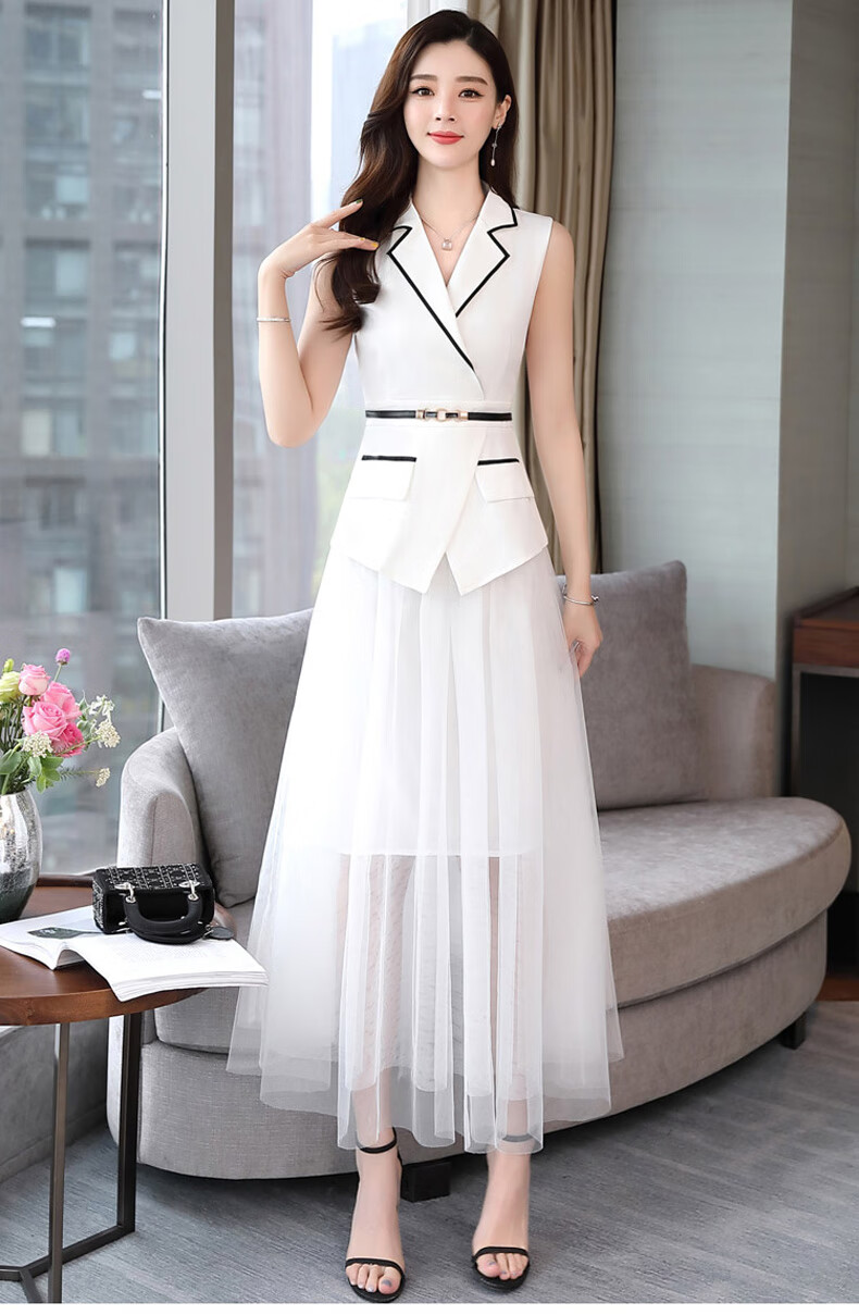 佰蓝娇 两件套套装裙2020夏装新款夏季女装时尚气质修身显瘦女士无袖