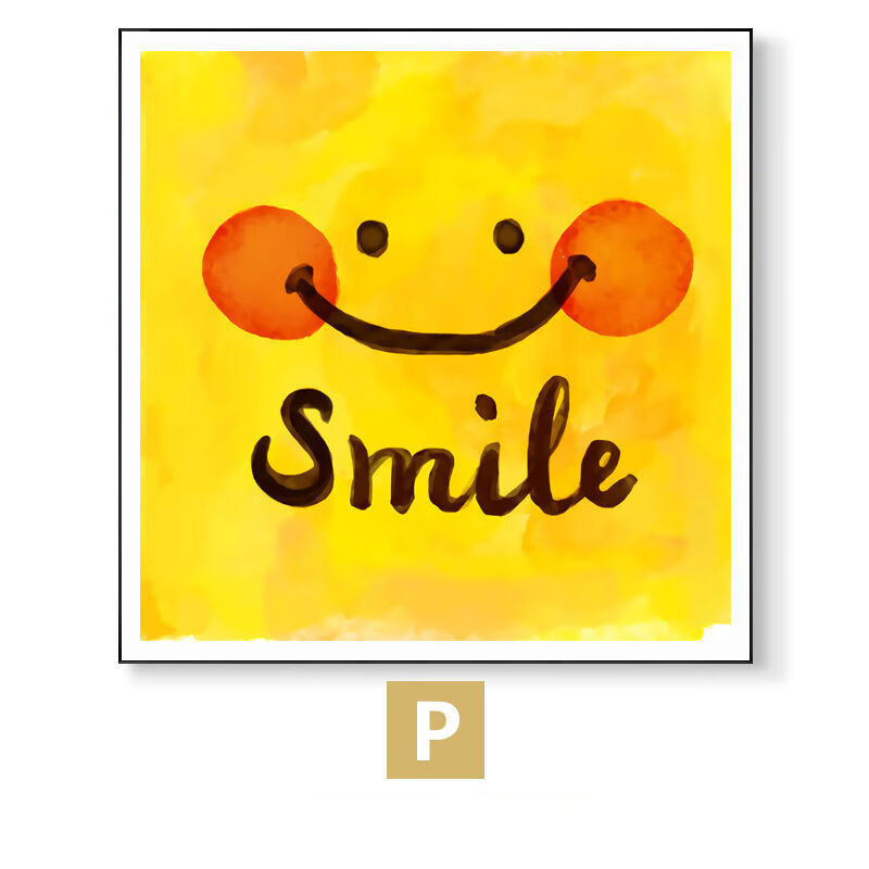 韩国smile黄色笑脸装饰画ins风系餐厅挂画网红奶茶店民宿壁画10款