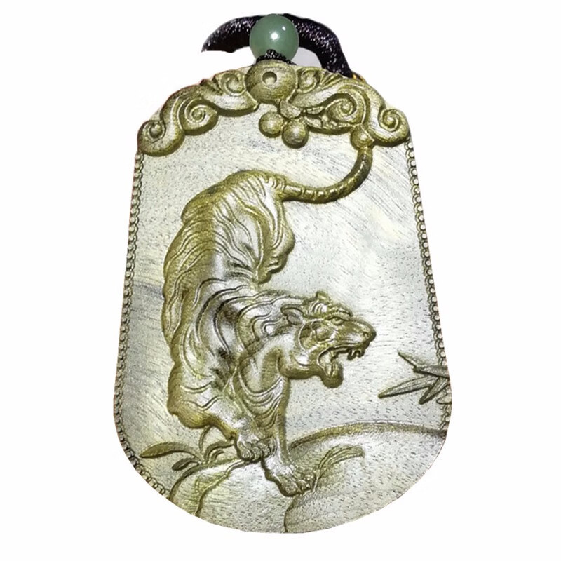 楠木老虎牌吊坠项链十二生肖挂件工艺品牌子属相虎楠木手把件 虎二号