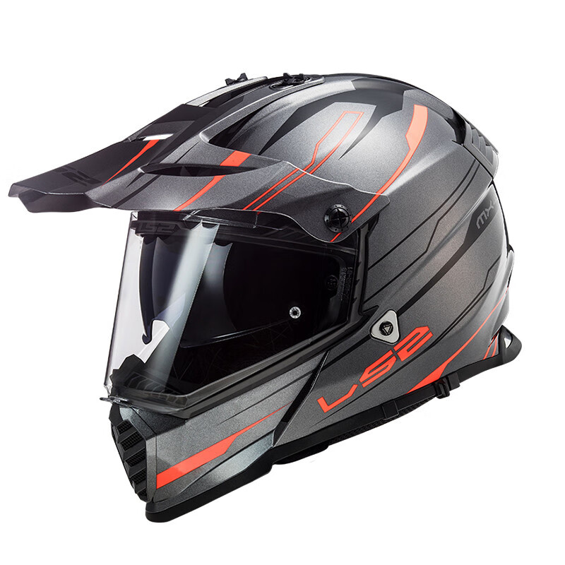 拉力盔摩托车头盔男四季防雾透气竞赛全盔双镜片越野盔 特白红光线双