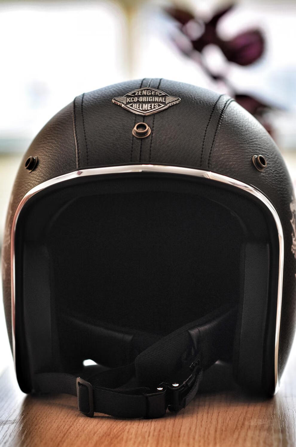 适用于彩绘印花骷髅复古哈雷头盔摩托车太子机车皮盔个性酷男女大头