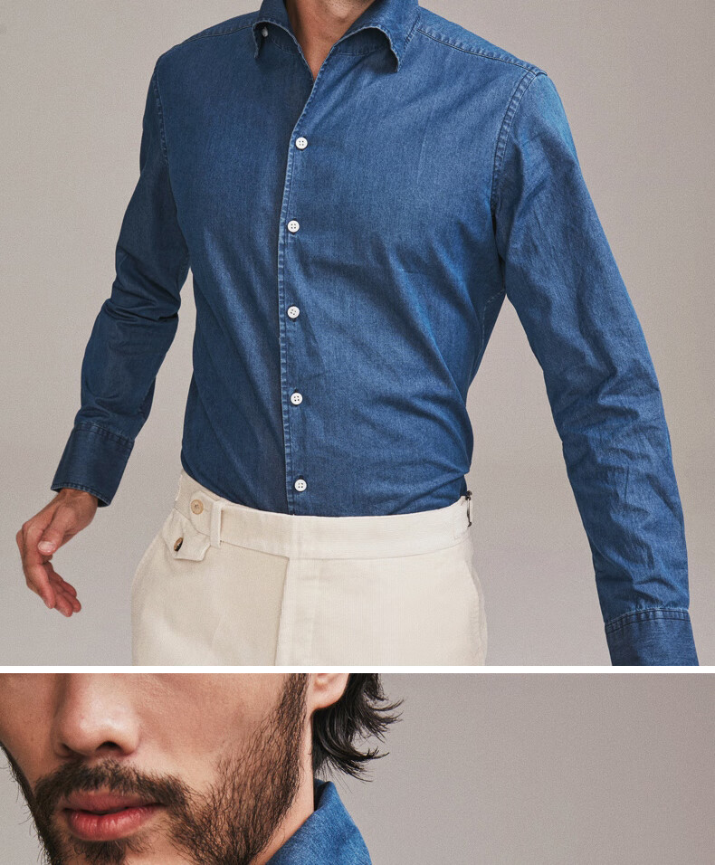 适用场景:职场图案:条纹基础风格:商务绅士风格:商务休闲领型:暗扣领