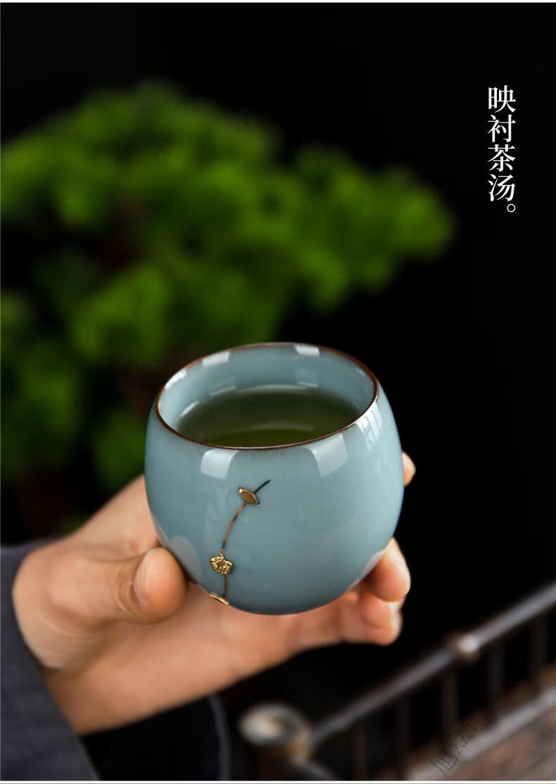 茶盏家用锔钉茶杯杯单杯汝窑陶瓷主人杯茶具小茶盏品茗杯瓷开片茶碗锔