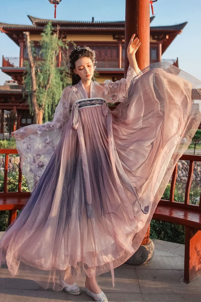 晗情沫默 明制汉服女学生古装超仙凤栖改良中国风齐腰襦裙大码夏 凤栖