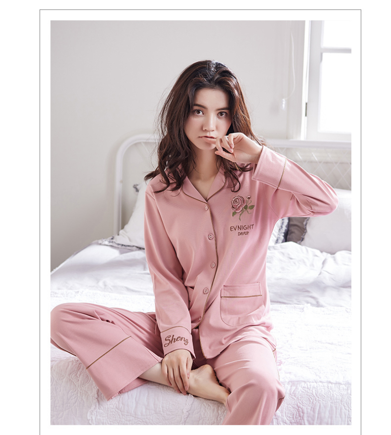 daddypapa高档女士睡衣女春秋季甜美新品纯棉长袖睡衣韩版大码翻领