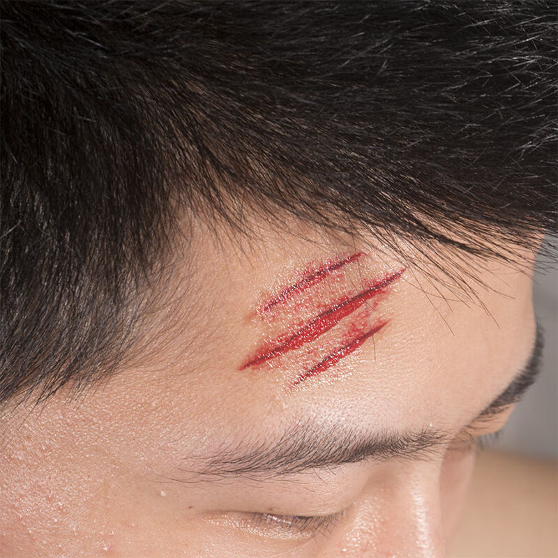 假伤口化妆道具 恐怖仿真纹身贴万圣节3d逼真流血假伤口伤疤咬痕抓痕