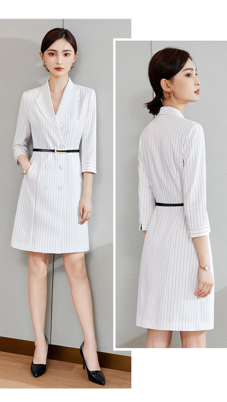 舒弗星职业装女套裙夏七分前台工作装销售珠宝店美容院工作服连衣裙