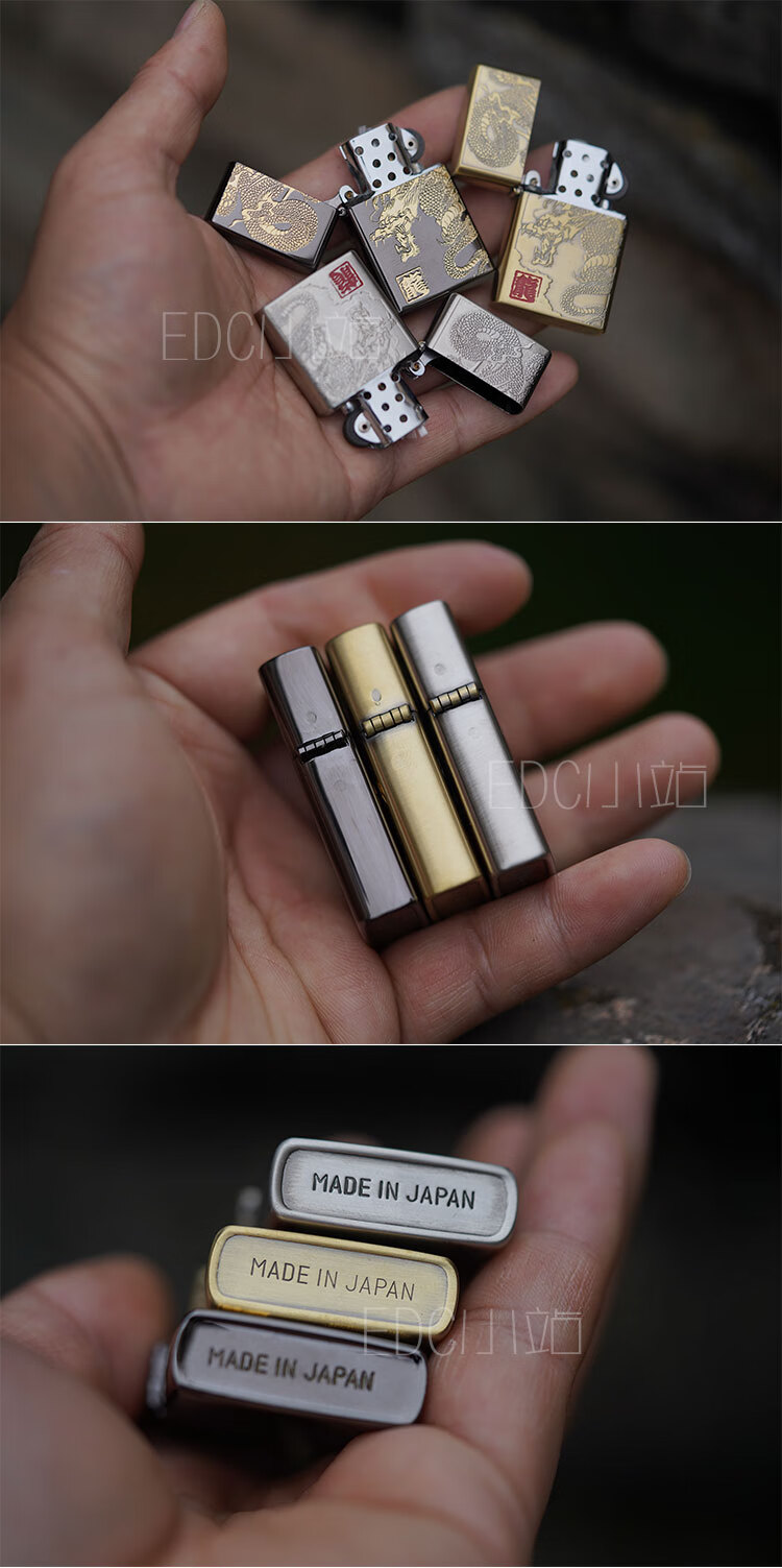 日本进口penguin企鹅迷你防风煤油打火机户外求生金色拉丝