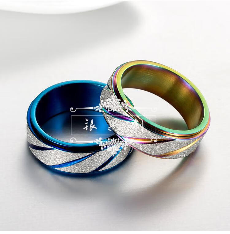 磨砂旋转戒指饰品男人手指装饰男士流行潮流机车男生戒指死口美式男