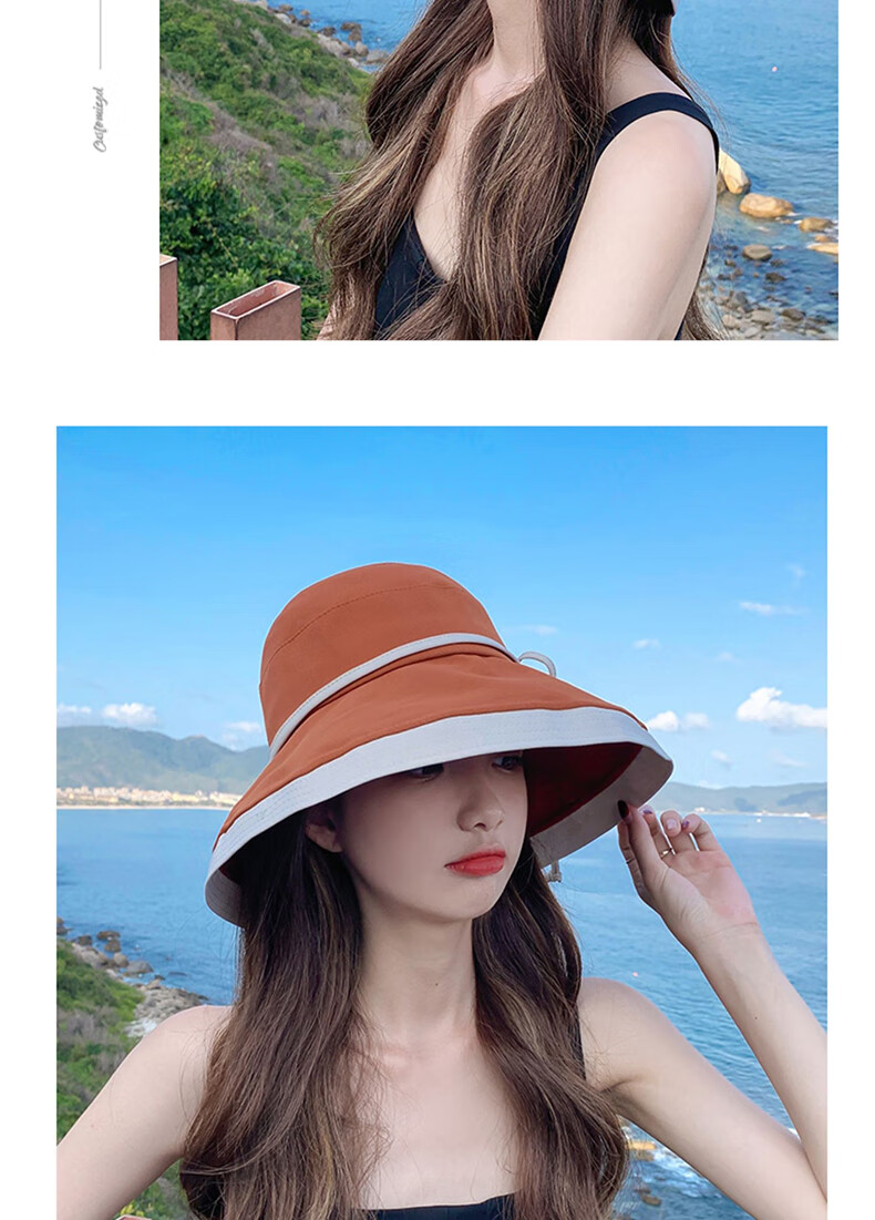 大头圆脸适合的女帽子大头围女士遮阳帽大号女生夏季渔夫帽大帽檐显