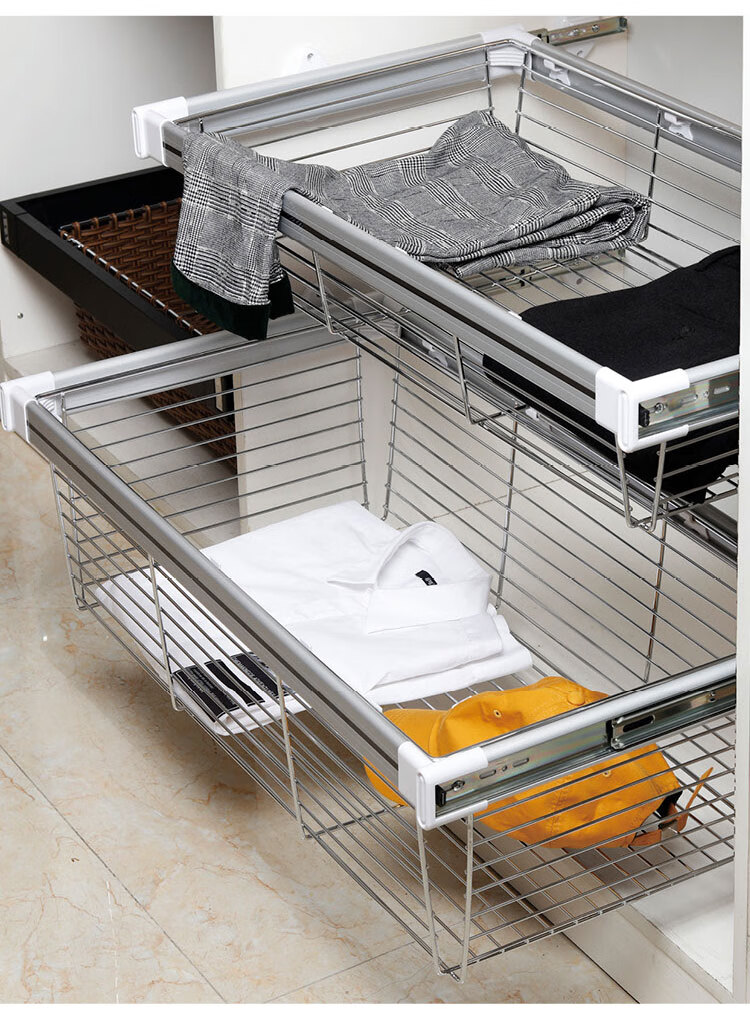 衣柜拉篮收纳拉篮家用伸缩裤架推拉抽屉式储物篮衣帽间置物储物篮 深