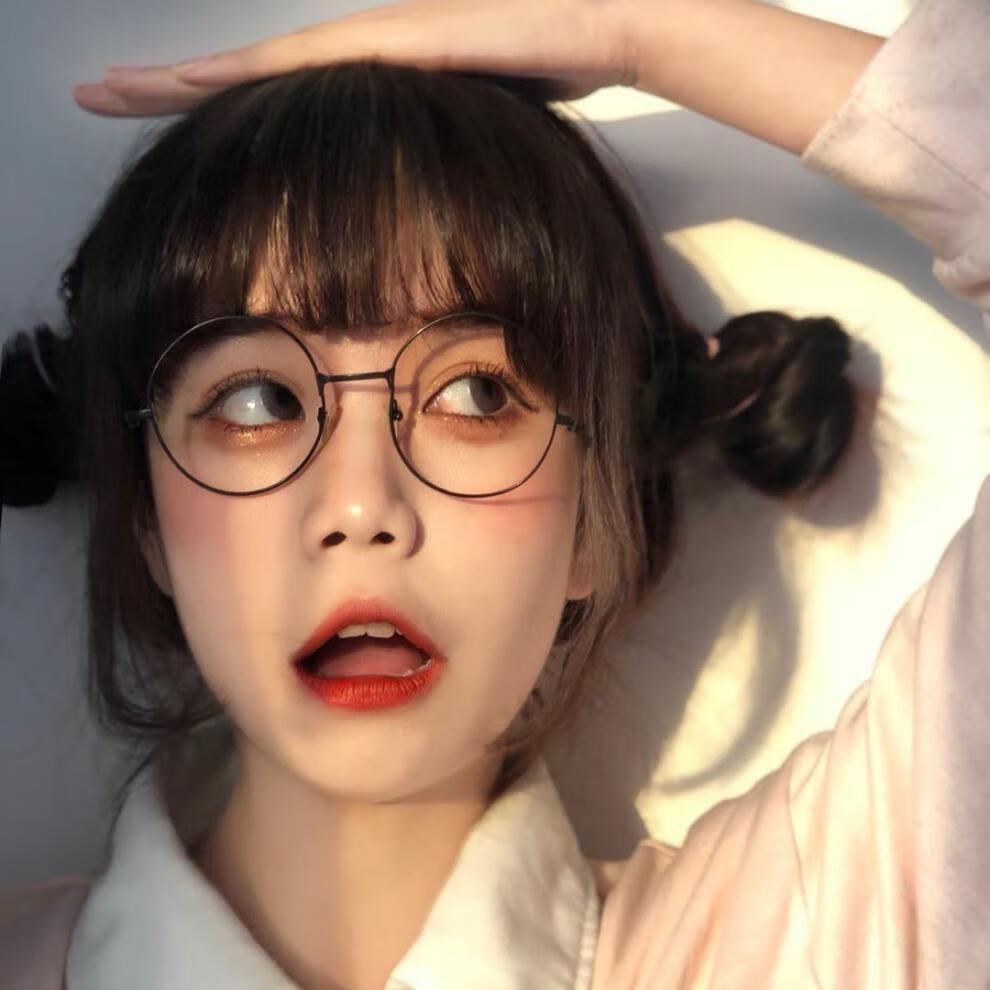 二次元眼镜日系日系二次元动漫眼镜框软妹椭圆金属超轻眼镜架潮配眼镜