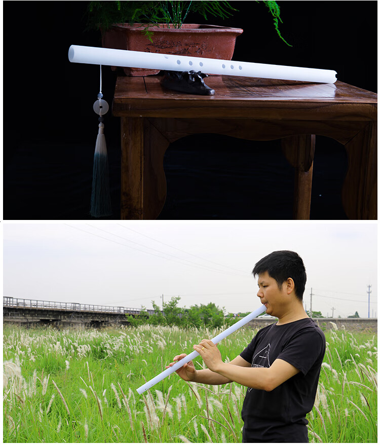 有机玉箫八孔洞箫短演奏初学入门零基础古风乐器白色cos有机玉箫降b调