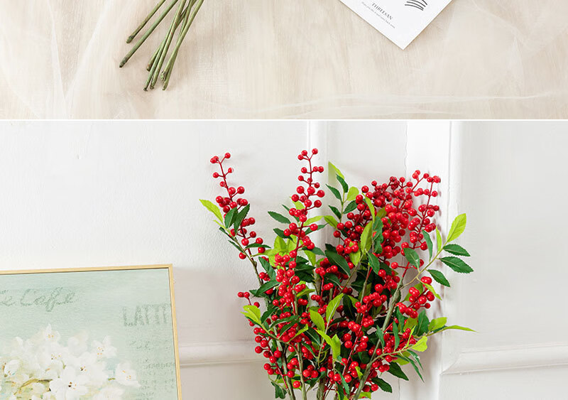 惜辰 仿真婚庆小红果花店假植物喜庆果子家居落地花 红色【图片 价格