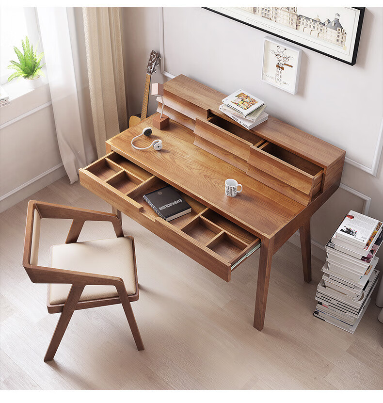 2022升级款桌前椅家用实木实木餐椅茶台椅子轻奢餐椅复古扶手椅茶椅餐