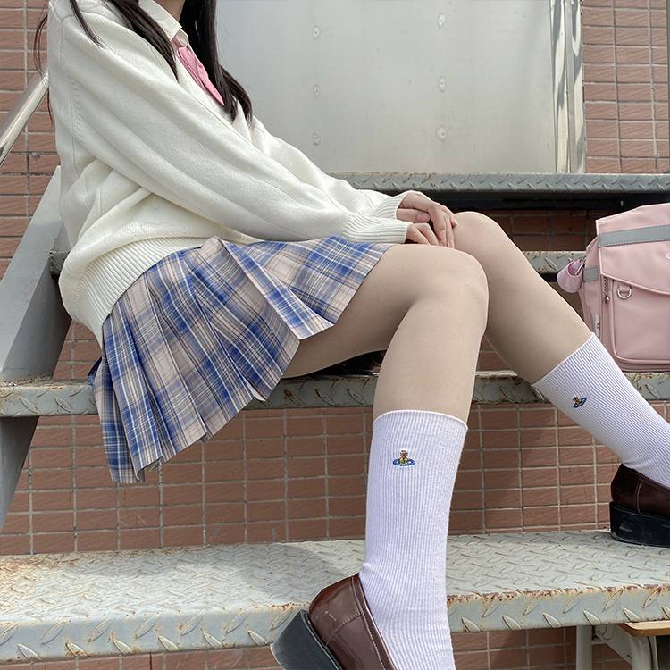 梗豆物语江岛jk制服甜美柑橘少女感学生学院风百褶格子裙a款江岛短裙m