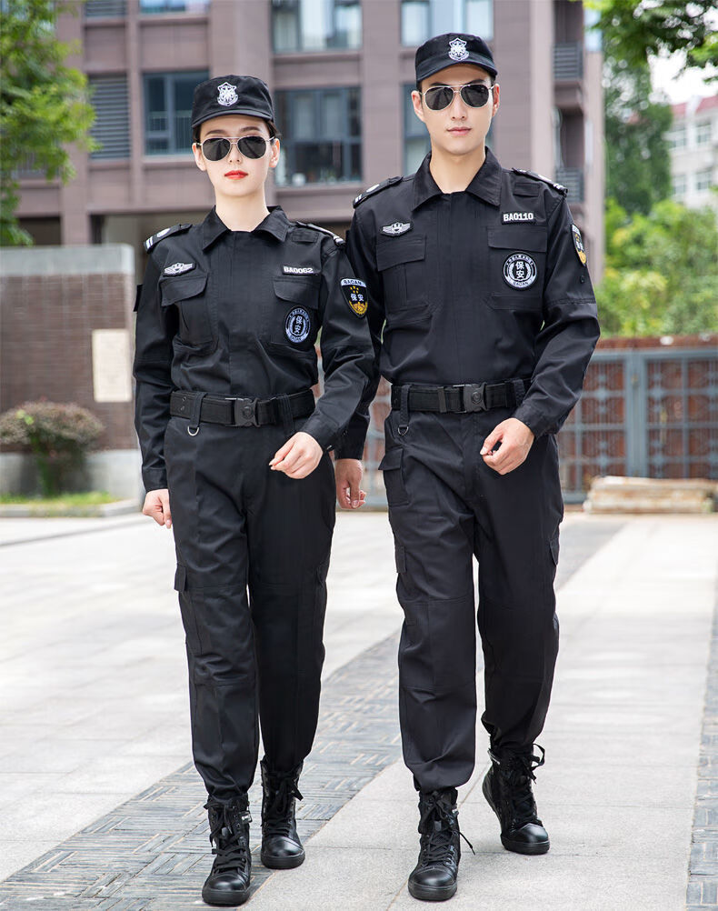 2021秋冬新款保安服套装男安保物业工作服厚款作训服保安黑色短袖制服
