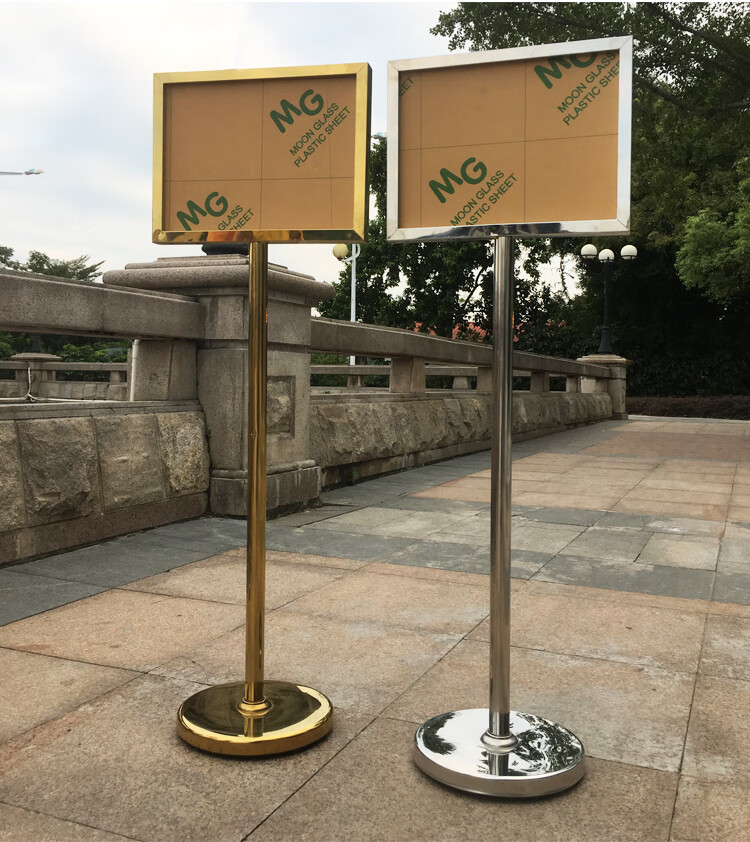 a3a4不锈钢指示牌立式双面指引广告牌告示水牌展示警示导向落地牌a425